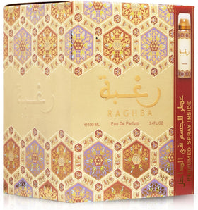 Lattafa Raghba set box packaging ready for gifting