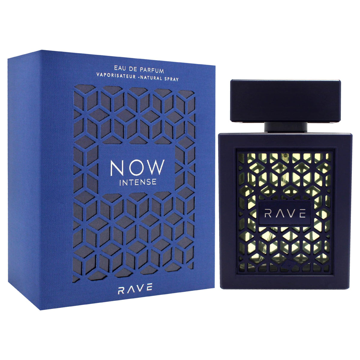 Lattafa Rave Now Intense box highlights gift-ready packaging for special occasions.
