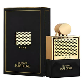 Lattafa Rave Pure Desire Gold packaging, ideal gift-ready presentation