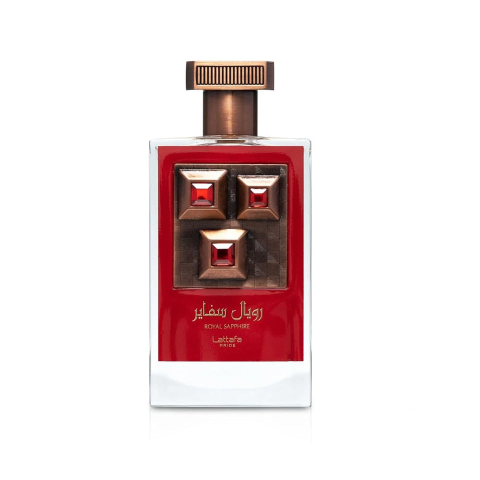 Lattafa Royal Sapphire bottle front view for daily unisex wear