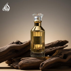 Lattafa Velvet Oud bottle on shelf, easy to spot in a fragrance collection