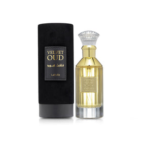 Lattafa Velvet Oud cap close-up, premium design reflecting sophisticated fragrance