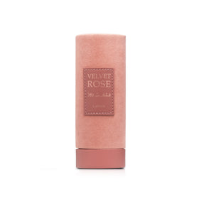 Lattafa Velvet Rose velvet box packaging, keepsake presentation for occasions.