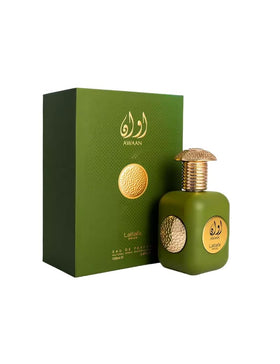 Lattafa Awaan Gold bottle front view, ideal for everyday elegance and presence.