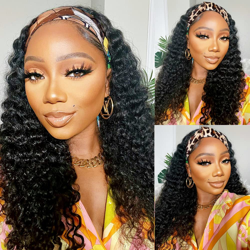 Lauberita headband wig in 14-inch curly deep wave for instant styling