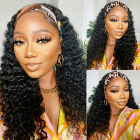 Lauberita headband wig in 14-inch curly deep wave for instant styling