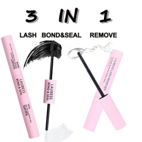 LAUBESS lash bond application with dual-brush for precise DIY lash extensions.