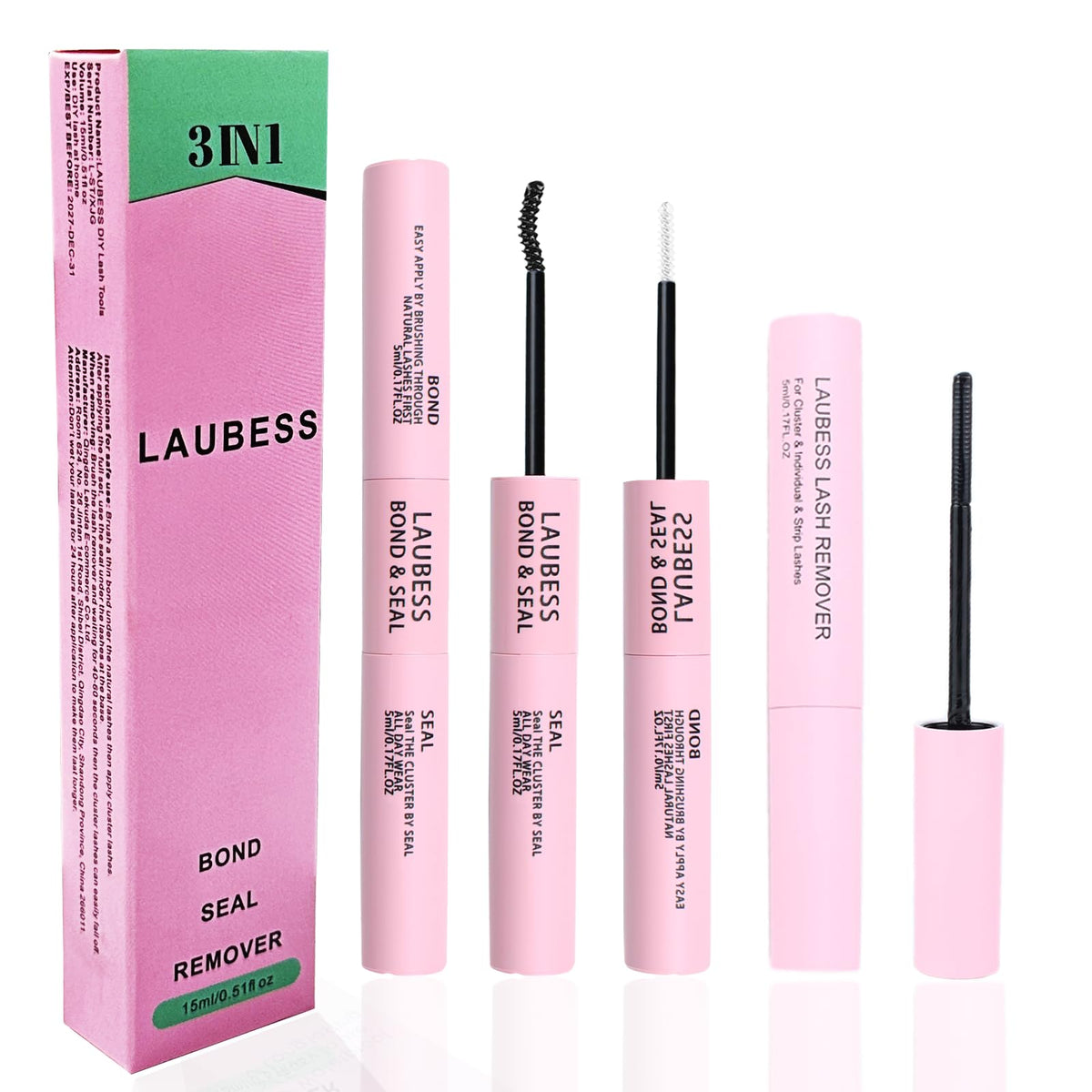 LAUBESS lash bond and seal dual-brush used for DIY lash extensions.