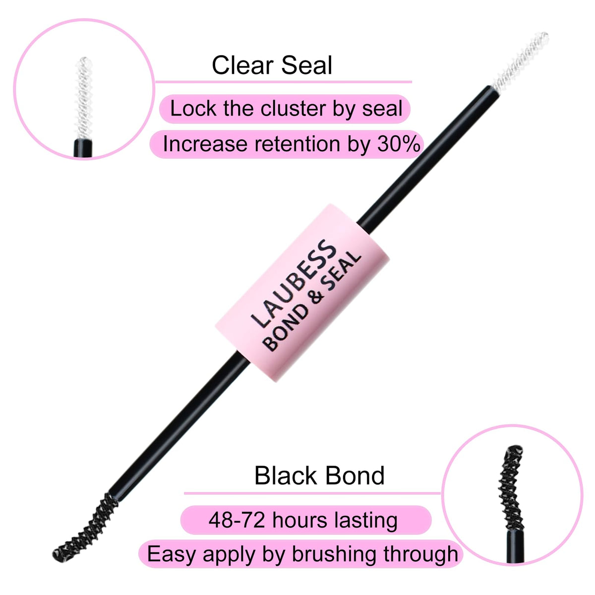 LAUBESS seal application showing waterproof finish for lashes.