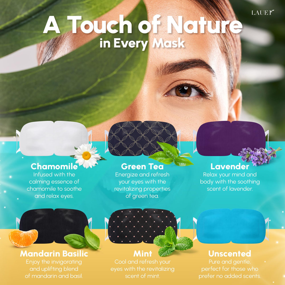 Lauer Cosmetic heated eye steam mask mandarin basilic scent citrus lift
