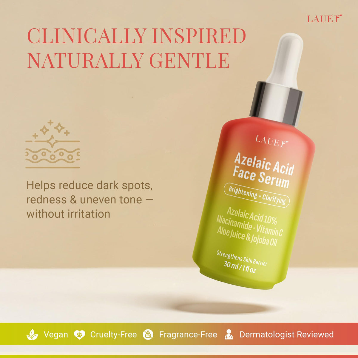 LAUER COSMETIC Hyaluronic acid serum drop close-up illustrating quick hydration