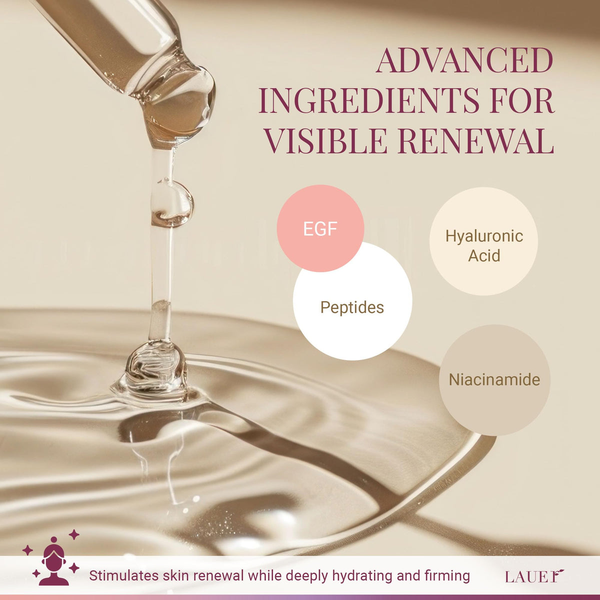 Lauer Cosmetic peptide complex graphic highlighting wrinkle texture improvement