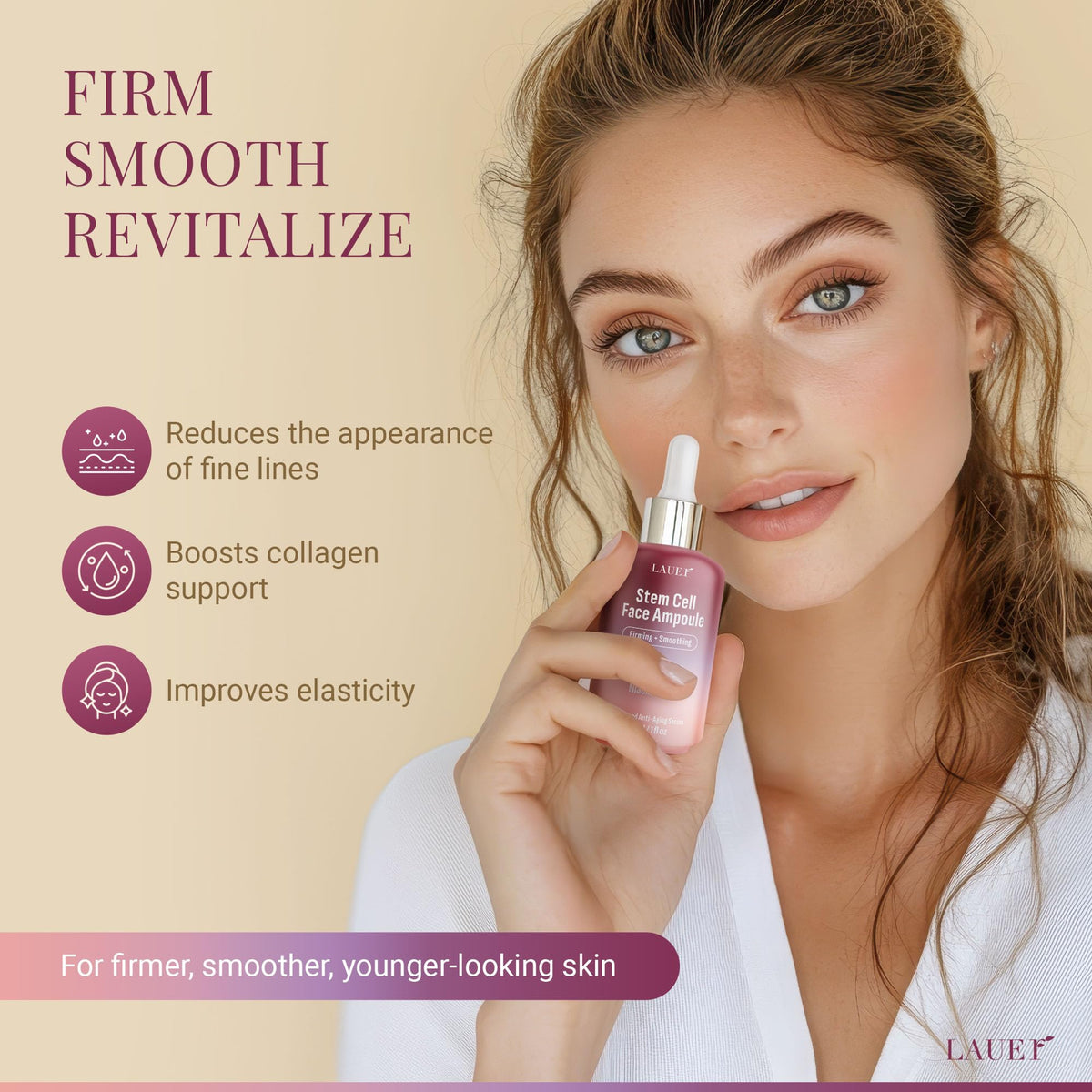 Lauer Cosmetic serum bottle close-up emphasizing deep hydration