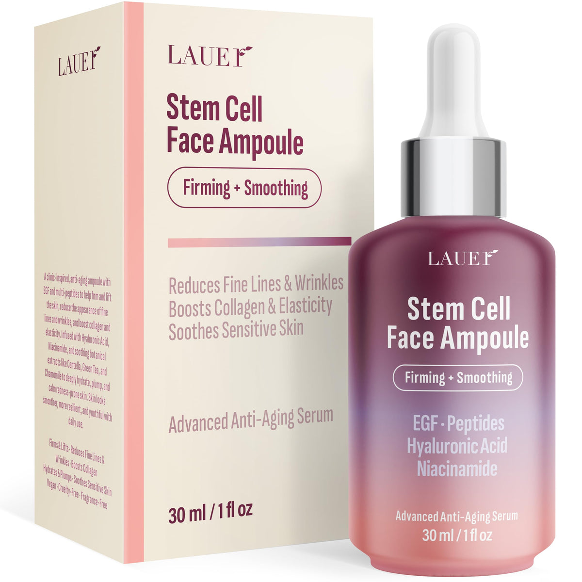 Lauer Cosmetic stem cell face ampoule close-up for firmer-looking skin