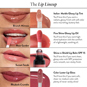 LAURA GELLER Color Luster Lip Gloss Turkish Delight on lips for fuller-looking shine.
