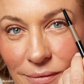 Compact brow pencil design for easy on-the-go use.