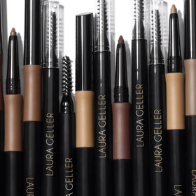 Laura Geller INKcredible Brow Pencil packaging display in taupe shade.