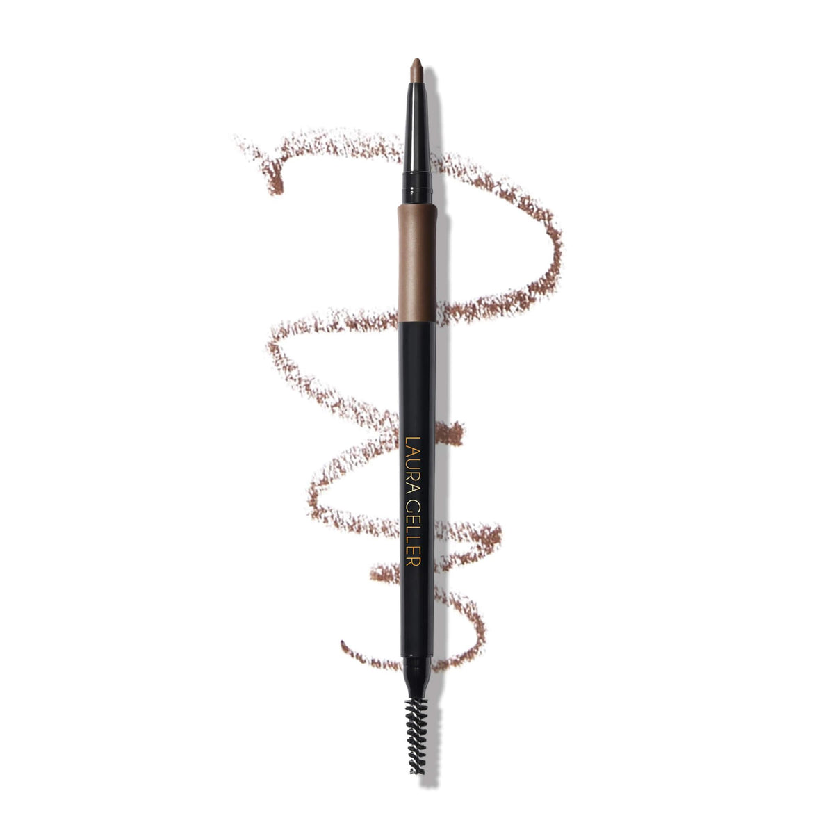 Laura Geller INKcredible Brow Pencil front view, medium brown, for long-lasting brow definition.