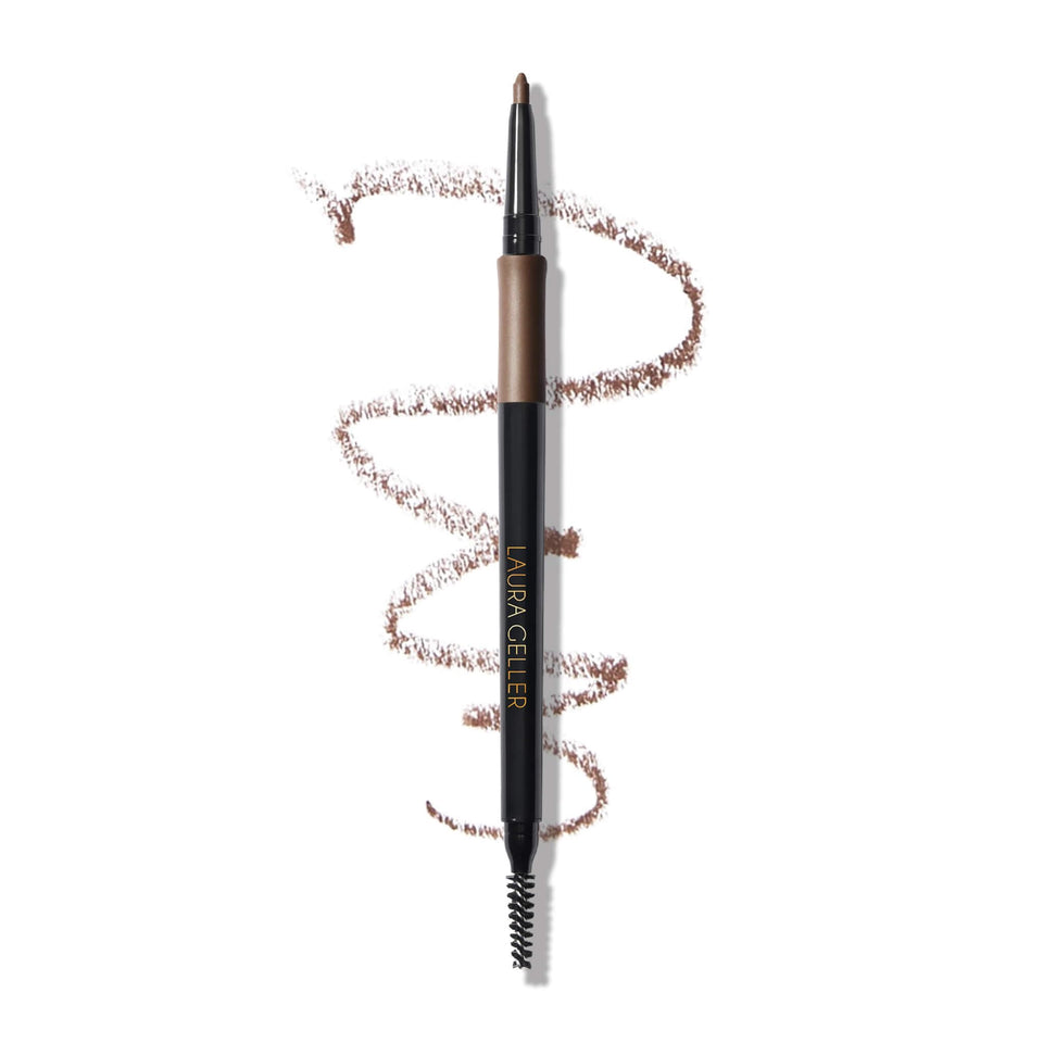 Laura Geller INKcredible Brow Pencil front view, medium brown, for long-lasting brow definition.