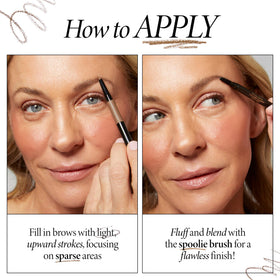 Laura Geller INKcredible Brow Pencil close-up pigment for fade-resistant color.