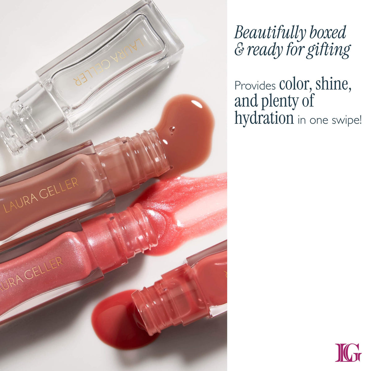 LAURA GELLER NEW YORK hydrating oils blend for a comfortable, non-sticky lip gloss look