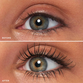 Laura Geller mascara brush close-up for even coating
