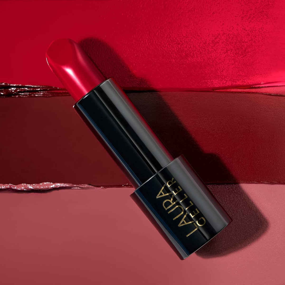 Laura Geller Modern Classic Lipstick long-wear test on lips.