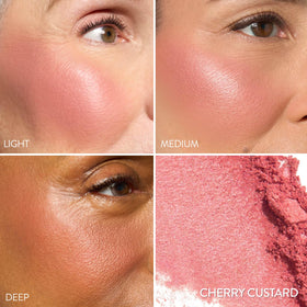 LAURA GELLER NEW YORK Baked Blush-n-Brighten compact close-up showing silky texture.