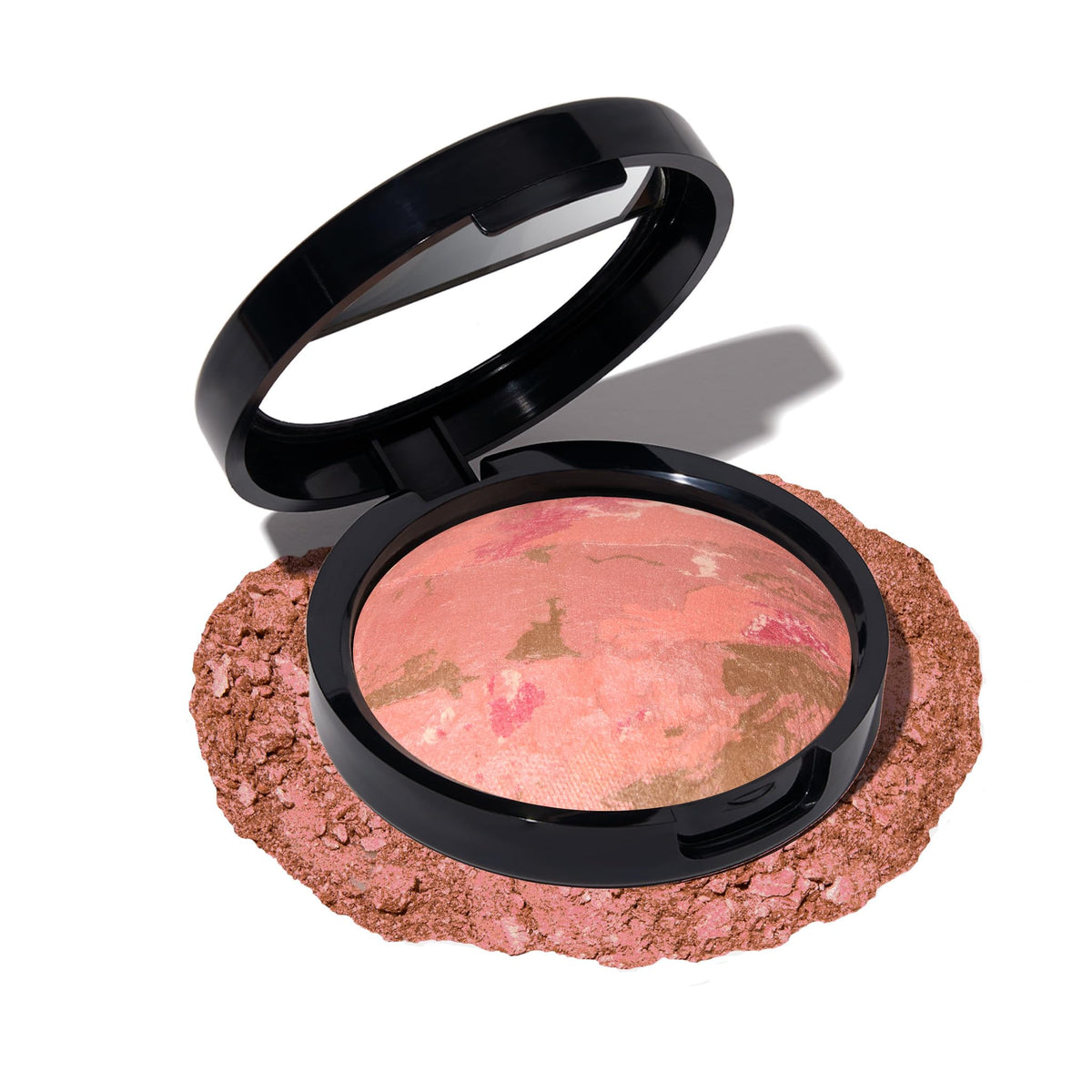 LAURA GELLER NEW YORK Baked Blush-n-Bronze compact shows marbleized texture for seamless color