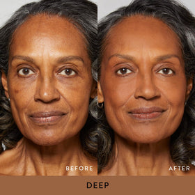 LAURA GELLER NEW YORK baked double take powder foundation deep matte finish swatch for shade reference.