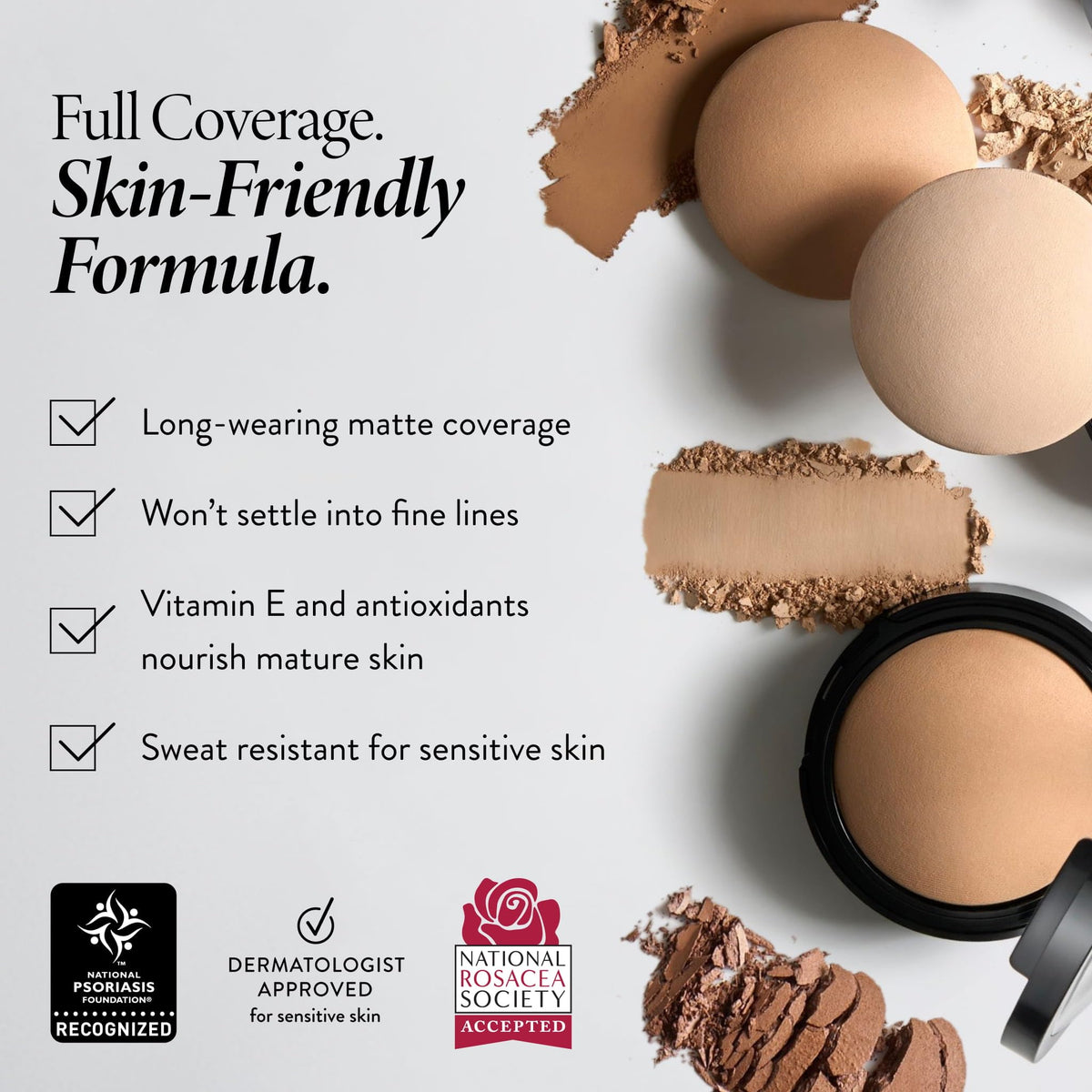 LAURA GELLER NEW YORK baked double take powder foundation deep applicator swatch demonstrates easy blending.
