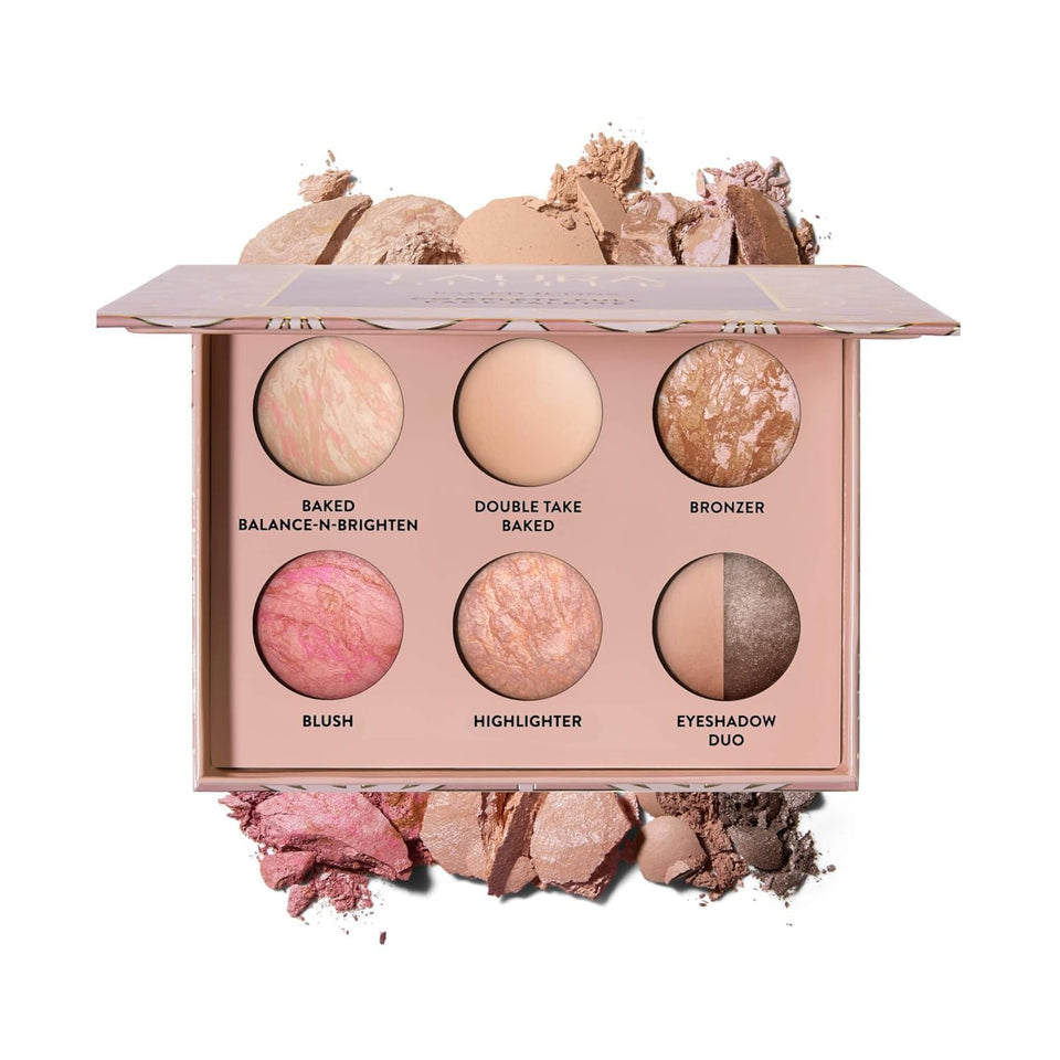 Laura Geller New York baked icons compact palette close-up for an all-in-one makeup routine.