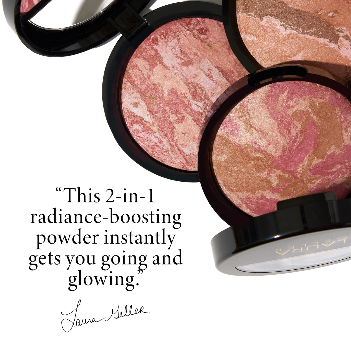 LAURA GELLER NEW YORK brush application blends blush and bronzer in one sweep