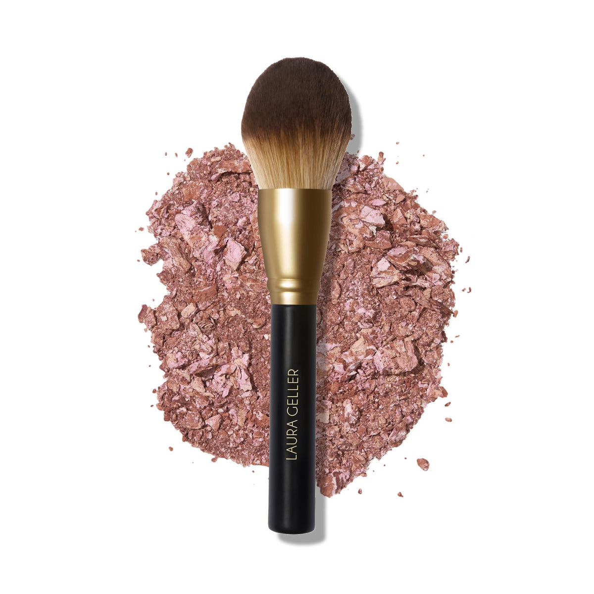 Laura Geller New York Classic Bronzer Brush close-up showing fluffy bristles for effortless blending.