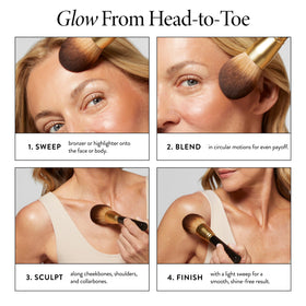 Laura Geller New York Classic Bronzer Brush contour application on cheekbones for natural definition.
