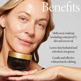 Laura Geller New York Cold Cream Cleanser massaged onto dry skin.