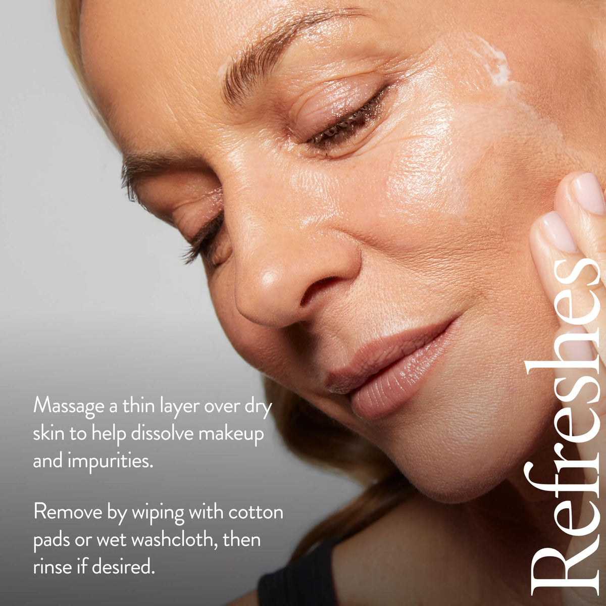 Laura Geller New York Cold Cream Cleanser being massaged into skin.