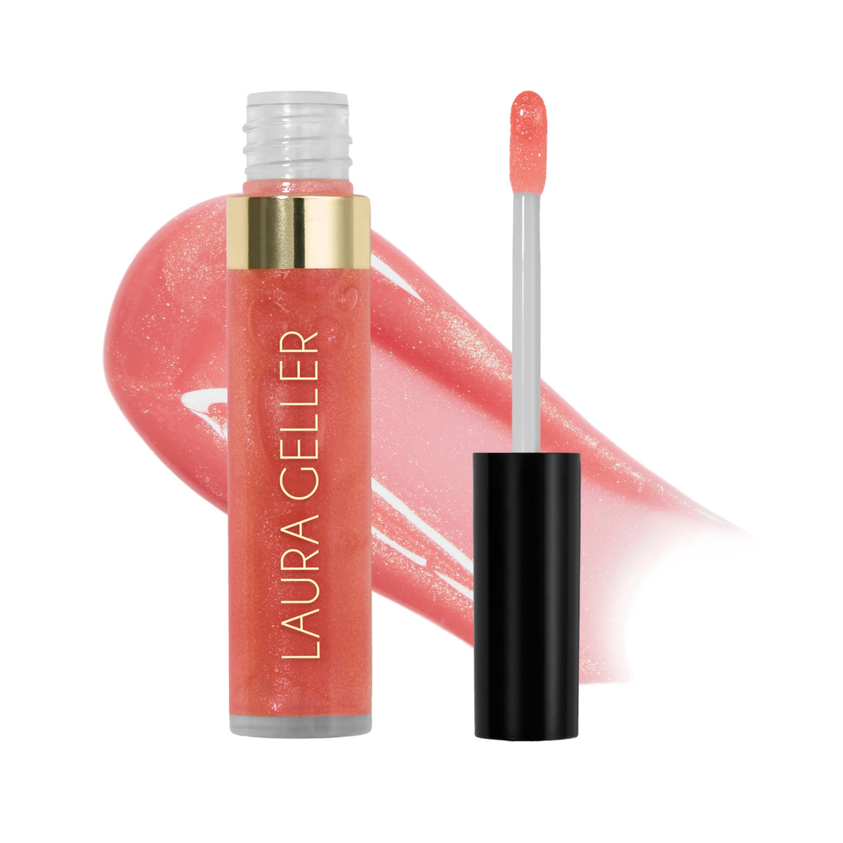 LAURA GELLER NEW YORK Color Luster Lip Gloss Honey Caramel bottle with high-shine finish.