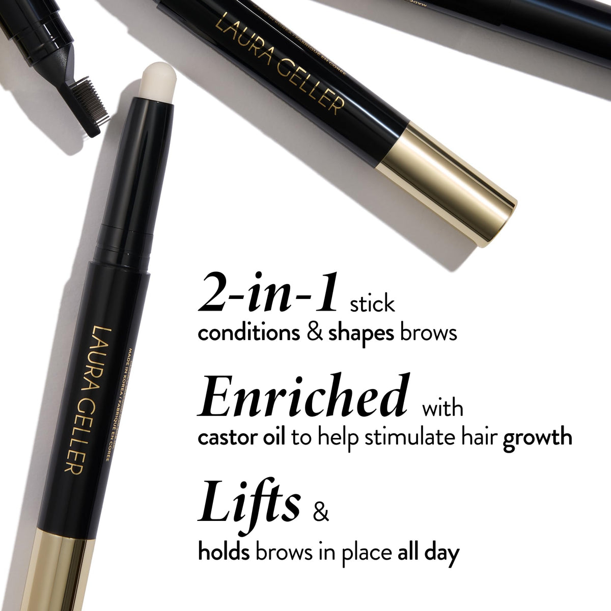 Laura Geller New York Define-n-Tame dual-ended wand visible during brow lift