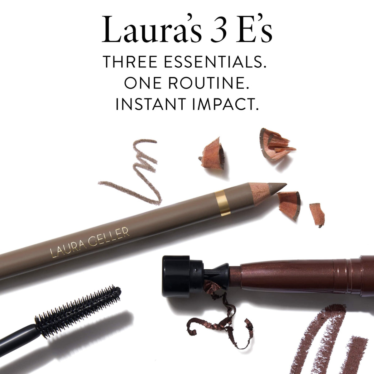 LAURA GELLER NEW YORK Eye look core steps demonstrate a balanced makeup routine