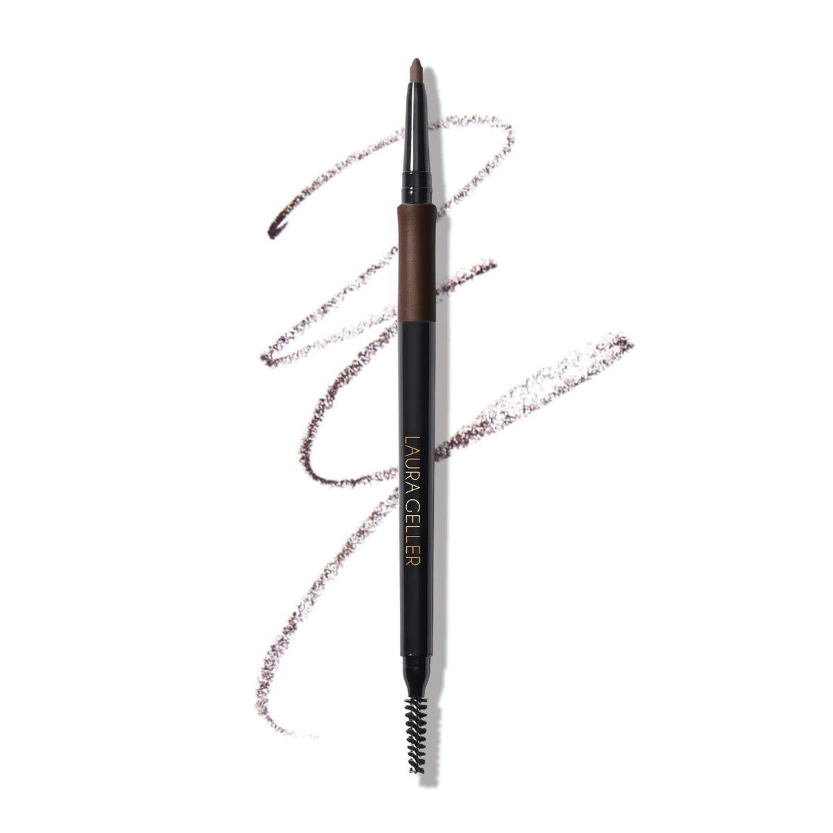 Laura Geller New York Inkcredible waterproof brow pencil close-up for precise color fill.