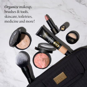 Laura Geller New York interior compartments help organize products by category.
