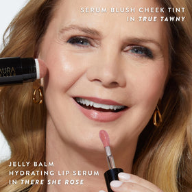 Soft brown shade complements natural lip tone with subtle gloss.