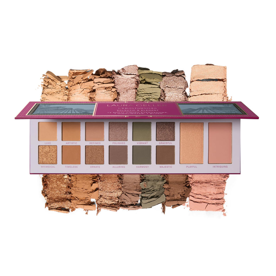 Laura Geller New York eyeshadow palette front view for versatile day-to-night looks.