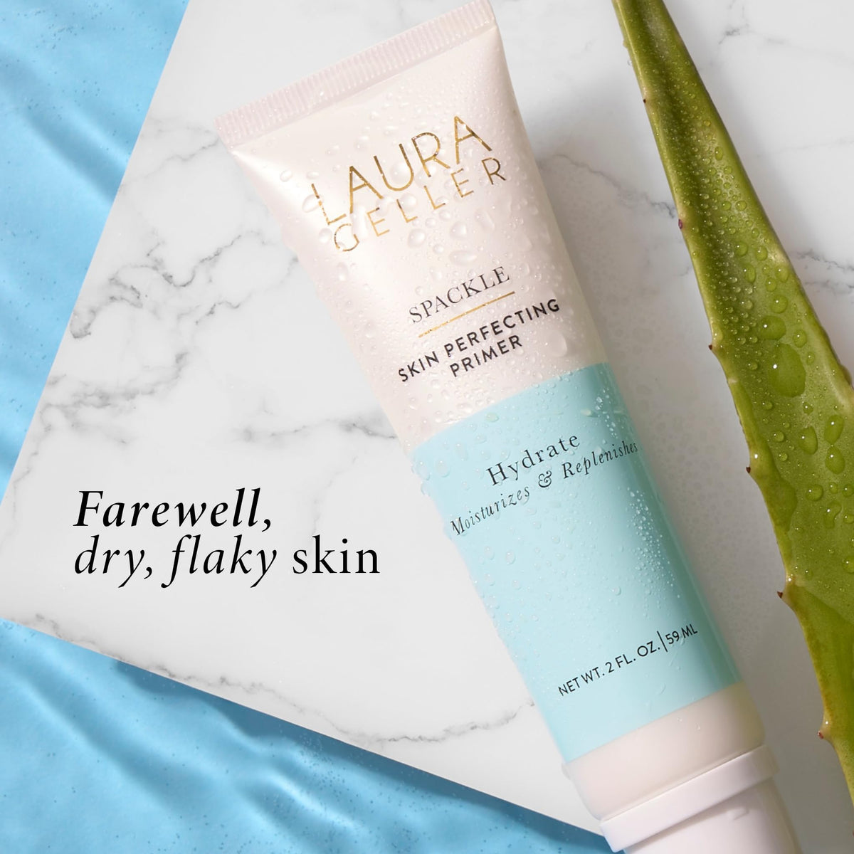LAURA GELLER NEW YORK Primer application close-up smooths pores and lines.