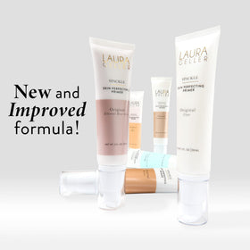 Laura Geller New York Spackle primer smooth skin swirl highlighting a refined complexion.