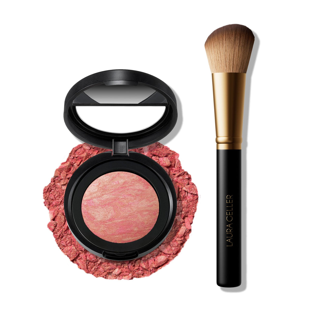 LAURA GELLER NEW YORK Starfish Island marbled blush on pan showing natural warmth and radiance