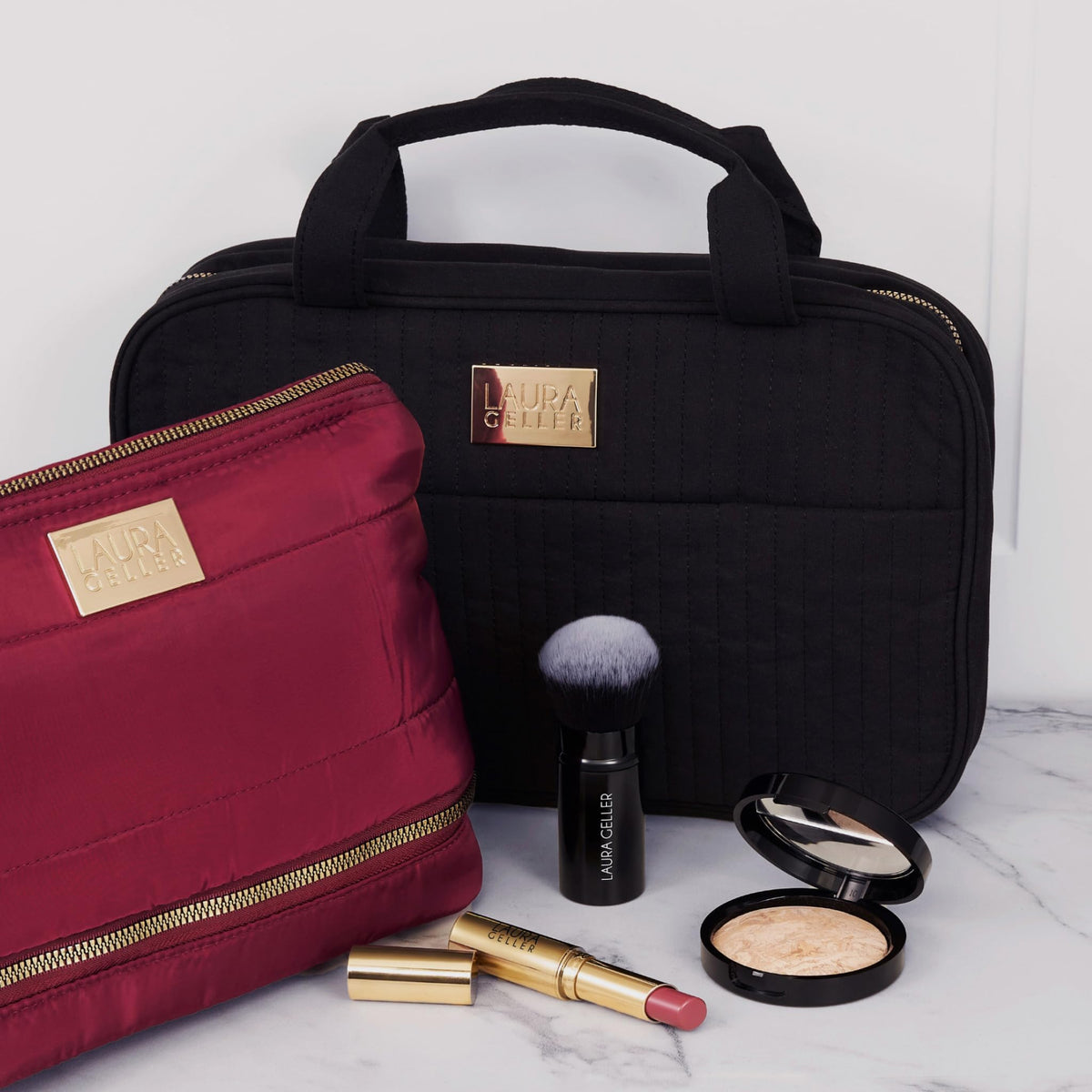 Laura Geller New York travel organizer bag combines style and practicality for on-the-go routines.