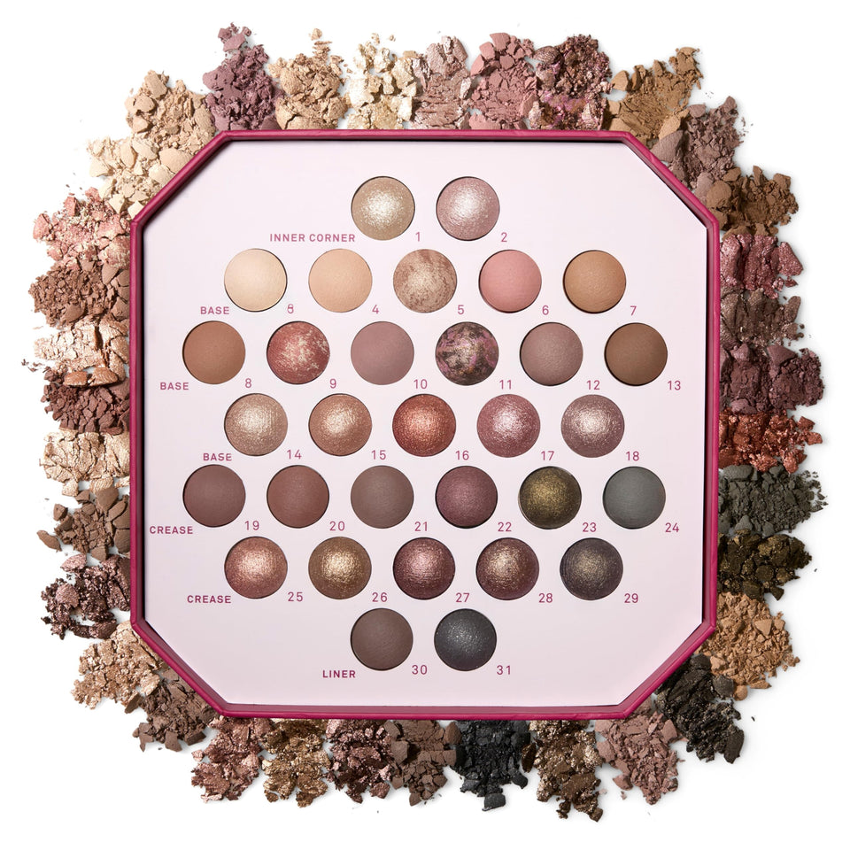 Laura Geller New York Ultimate Palette box open showing 31 shades for versatile looks.