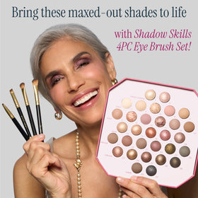 Laura Geller New York travel-friendly palette fits into cosmetics bag.